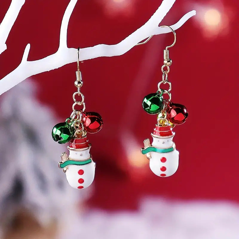 New Christmas earrings female creative personality straight spiral star Christmas tree bell earrings
