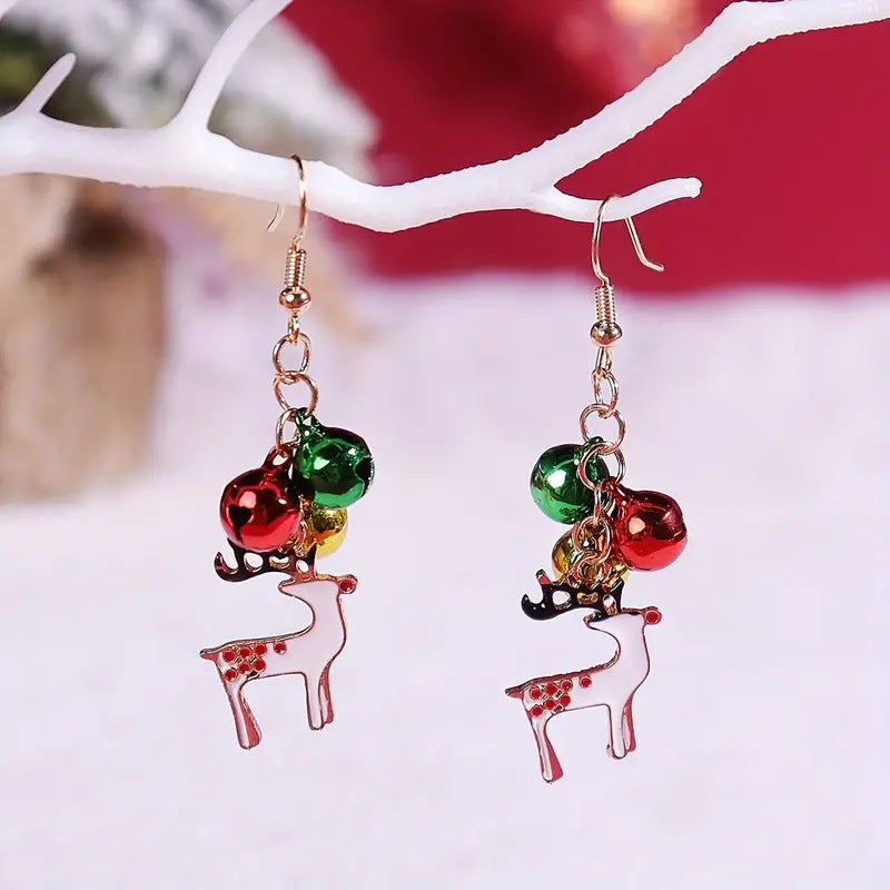 New Christmas earrings female creative personality straight spiral star Christmas tree bell earrings