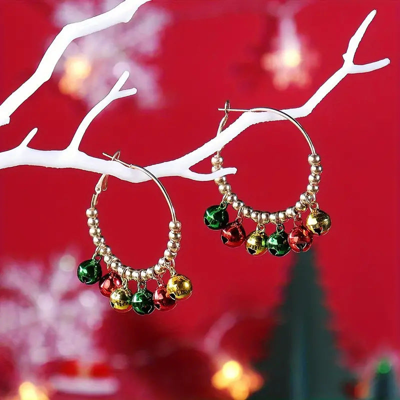 New Christmas earrings female creative personality straight spiral star Christmas tree bell earrings