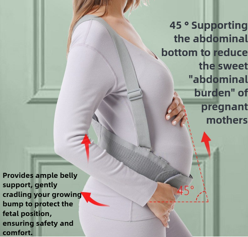 Maternity Belly Support Belt - Breathable Prenatal Abdominal Support Band with Shoulder Straps