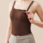 Nursing Camisole Bra - Thermal Velvet Breastfeeding Tank Top with Built-in Support