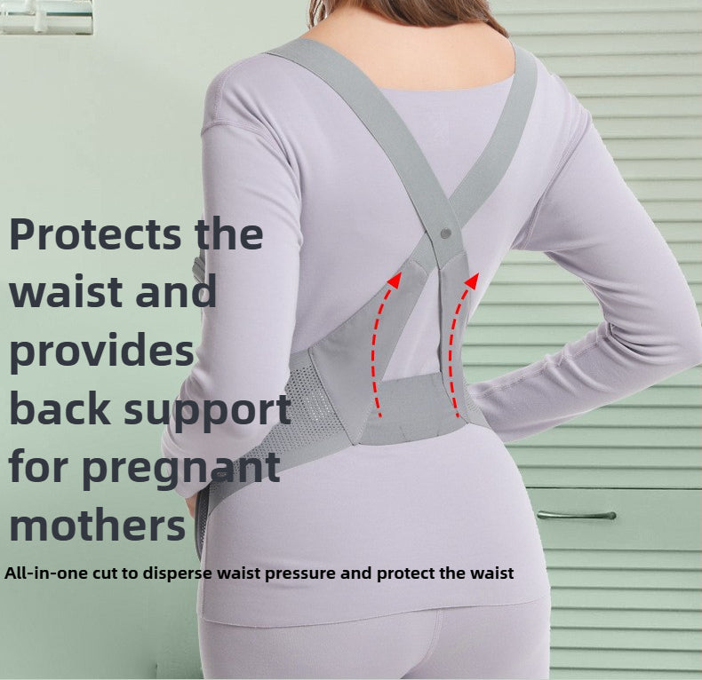 Maternity Belly Support Belt - Breathable Prenatal Abdominal Support Band with Shoulder Straps