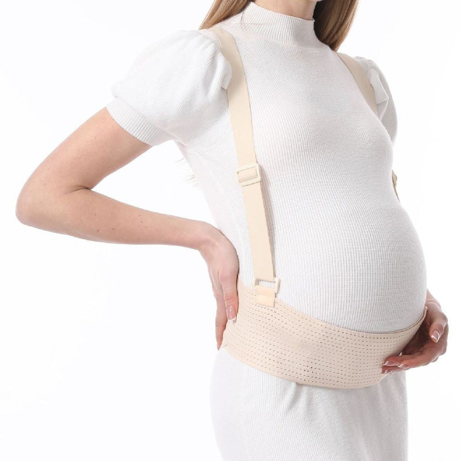 Maternity Belly Support Belt - Breathable Prenatal Abdominal Support Band with Shoulder Straps