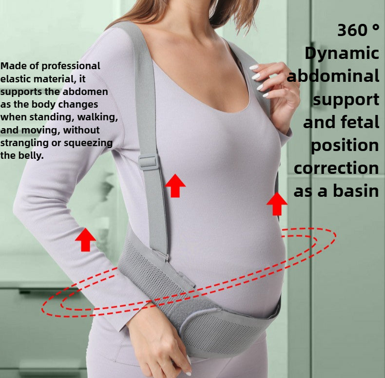 Maternity Belly Support Belt - Breathable Prenatal Abdominal Support Band with Shoulder Straps