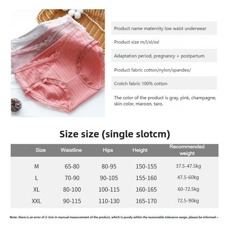 Maternity Low-Rise Cotton Underwear - Seamless U-Shaped Support Briefs for Pregnancy
