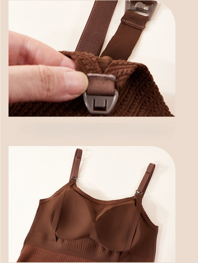 Nursing Camisole Bra - Thermal Velvet Breastfeeding Tank Top with Built-in Support