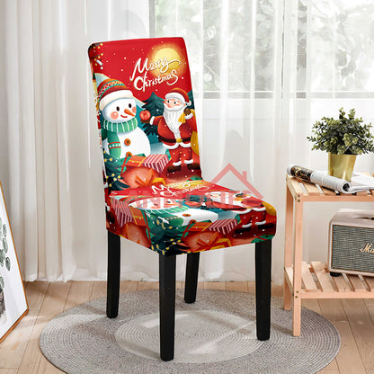 Digital printing Christmas chair cover all-inclusive European and American applicable high chair back dining chair cover atmosphere decorative elastic chair cover