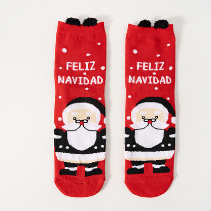 Christmas socks autumn and winter men's and women's tide socks cotton medium tube cartoon Japanese cute socks