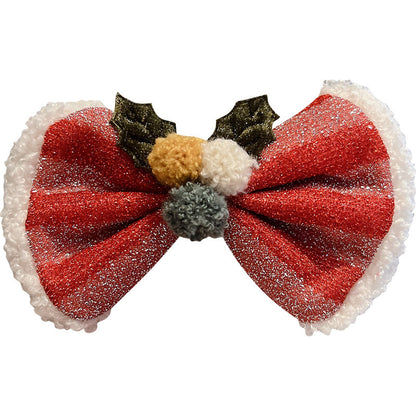 Big Red Bow Hairball Hair Accessories Christmas Ornaments Hairpin Princess Christmas Hairpin Headgear