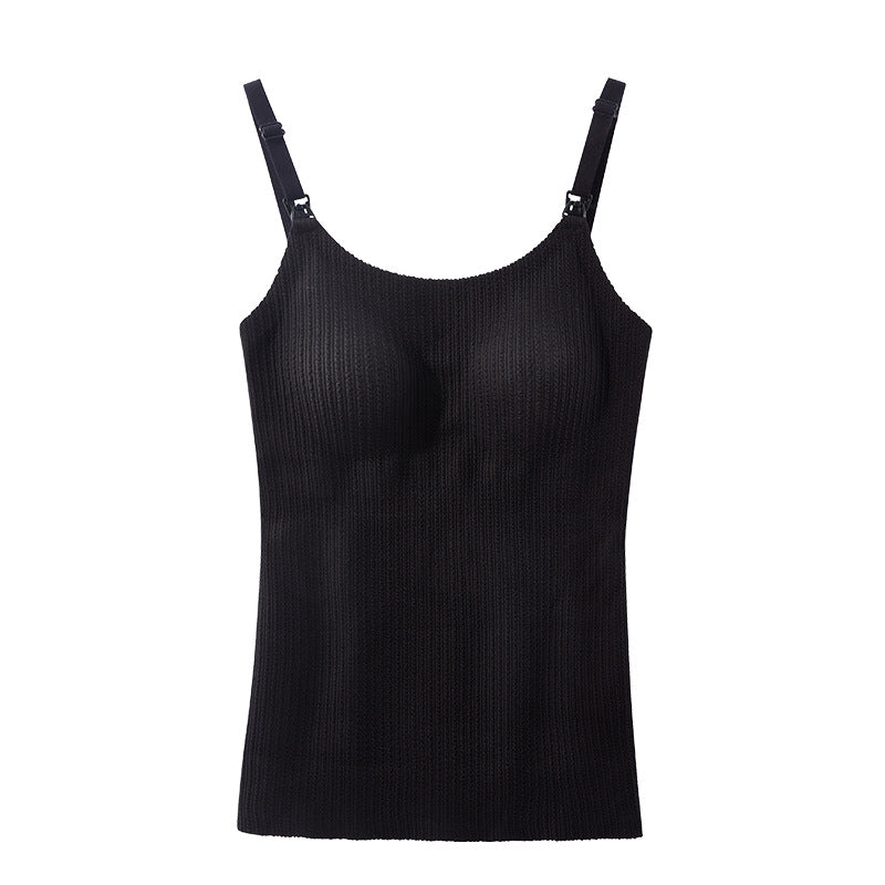 Nursing Camisole Bra - Thermal Velvet Breastfeeding Tank Top with Built-in Support