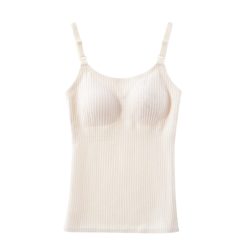 Nursing Camisole Bra - Thermal Velvet Breastfeeding Tank Top with Built-in Support