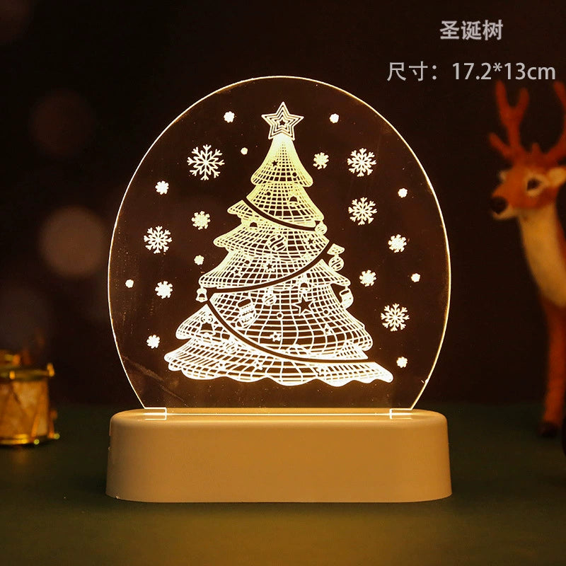 Christmas decoration scene arrangement LED light sign elderly bedroom bedside table lamp decoration creative 3D night light