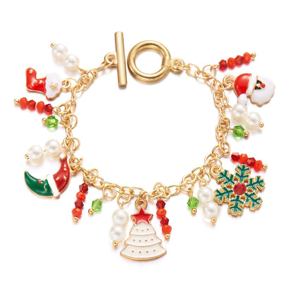 Holiday Ornaments Christmas Tree Santa Pendant Bracelet Women's Creative Versatile Jewelry