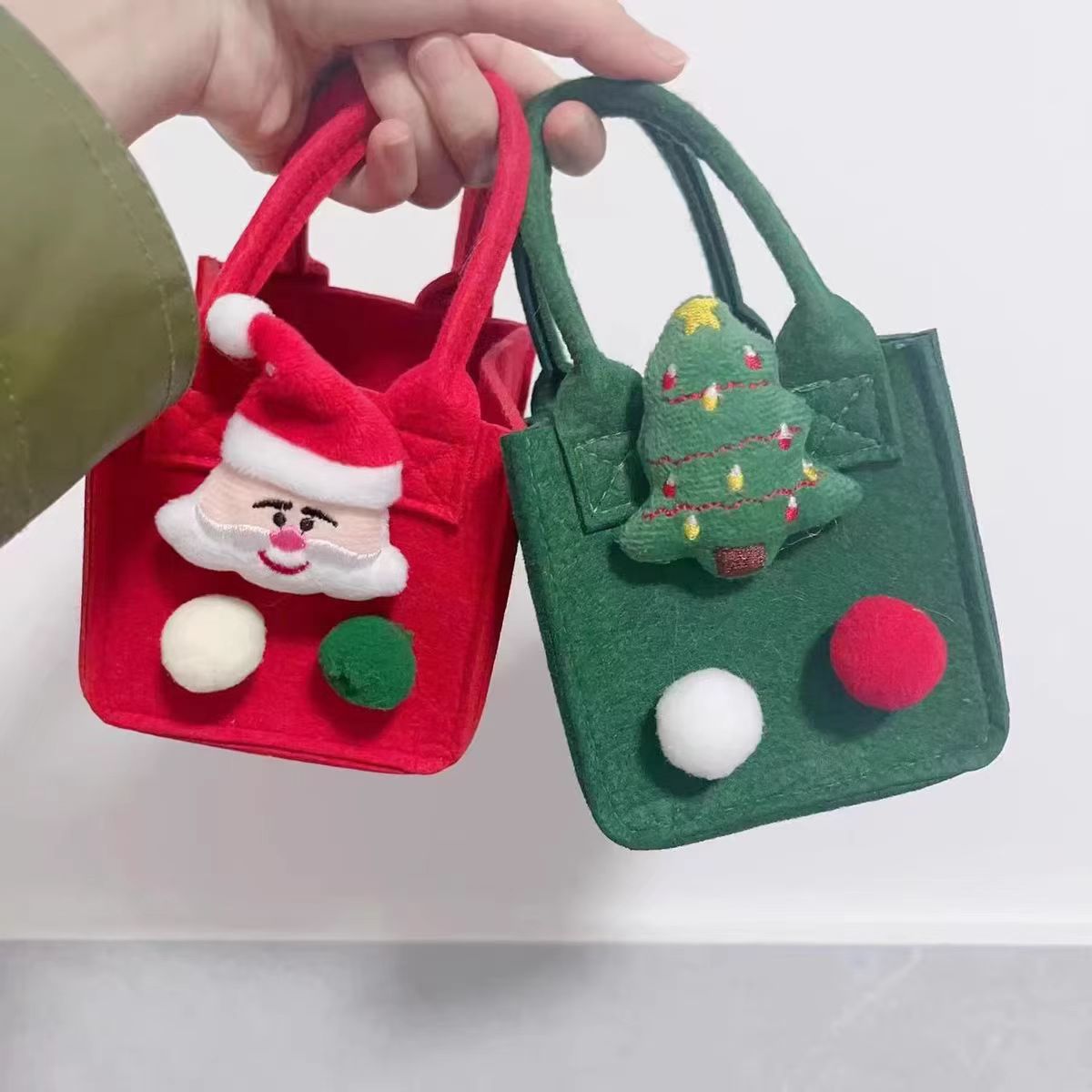 Christmas decorations imitation bark gift bag creative three-dimensional old man snowman deer gift bag