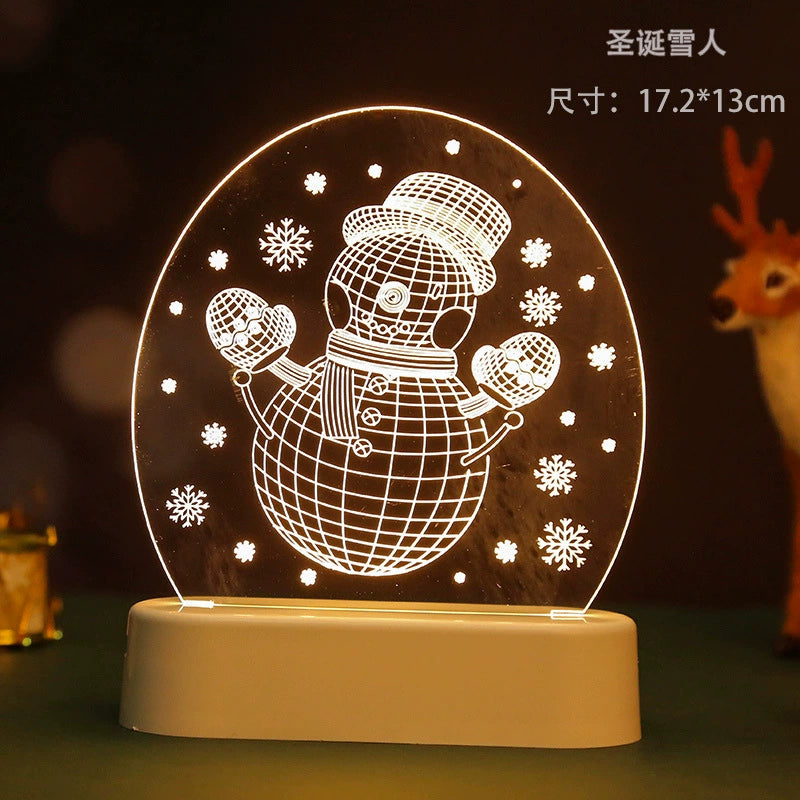 Christmas decoration scene arrangement LED light sign elderly bedroom bedside table lamp decoration creative 3D night light