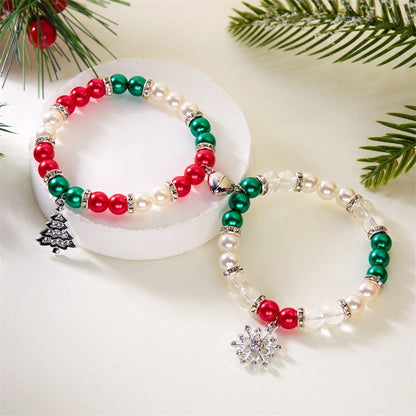 New Christmas couple bracelet fashionable versatile Christmas tree snowflake pendant magnetic bracelet wholesale