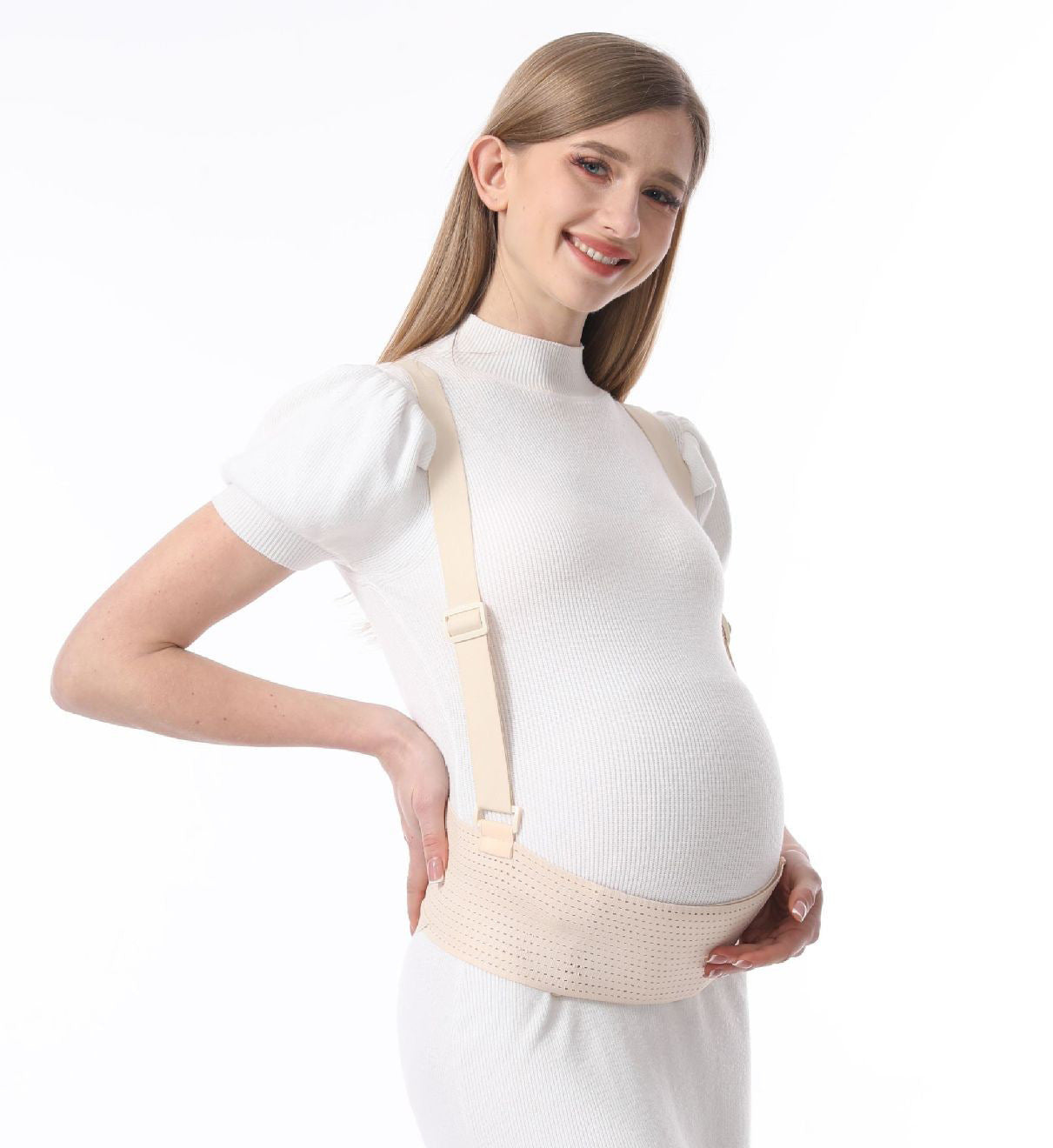 Maternity Belly Support Belt - Breathable Prenatal Abdominal Support Band with Shoulder Straps