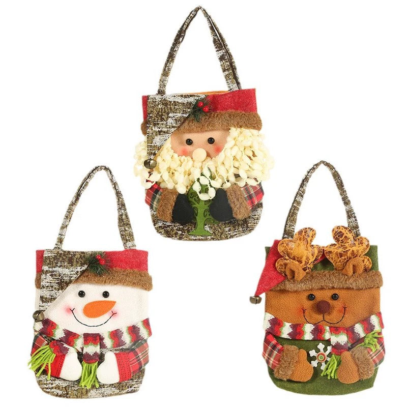 Christmas decorations imitation bark gift bag creative three-dimensional old man snowman deer gift bag