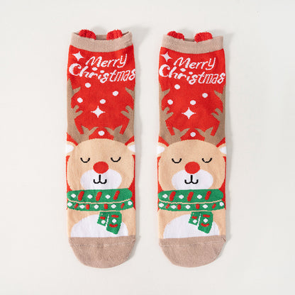 Christmas socks autumn and winter men's and women's tide socks cotton medium tube cartoon Japanese cute socks