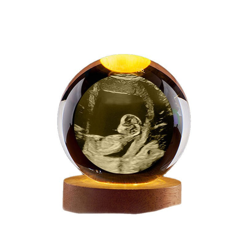 Personalized Baby Ultrasound Crystal Ball Night Light - Pregnancy Keepsake Gift