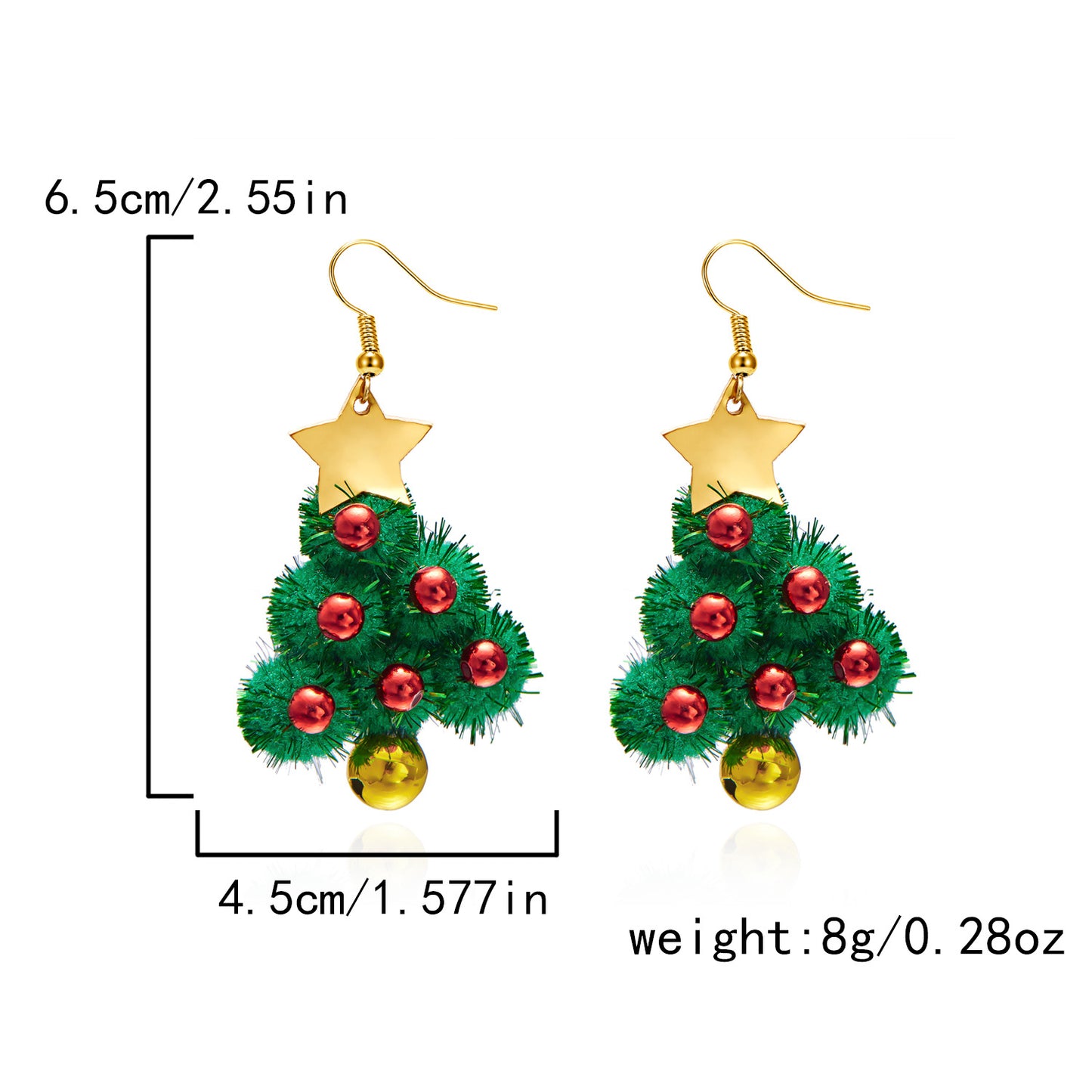 Diamond Christmas tree bow garland bell pendant earrings personalized asymmetrical Christmas earrings