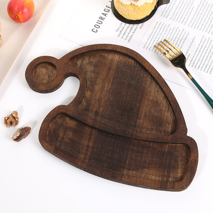 Christmas cutlery tray Cute household wooden Christmas tree Fruit plate Cake dessert Grid wooden plate