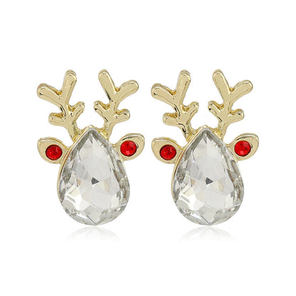 New Christmas Earrings Alloy Diamond Set Pearl Elk Snowflake Bells Earrings Earrings Women