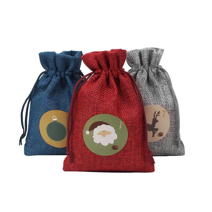 Linen Christmas Bag Candy Packaging Bag Christmas Advent Calendar 24 Colors Christmas Gift Bag Storage Set