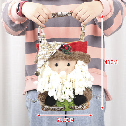 Christmas decorations imitation bark gift bag creative three-dimensional old man snowman deer gift bag