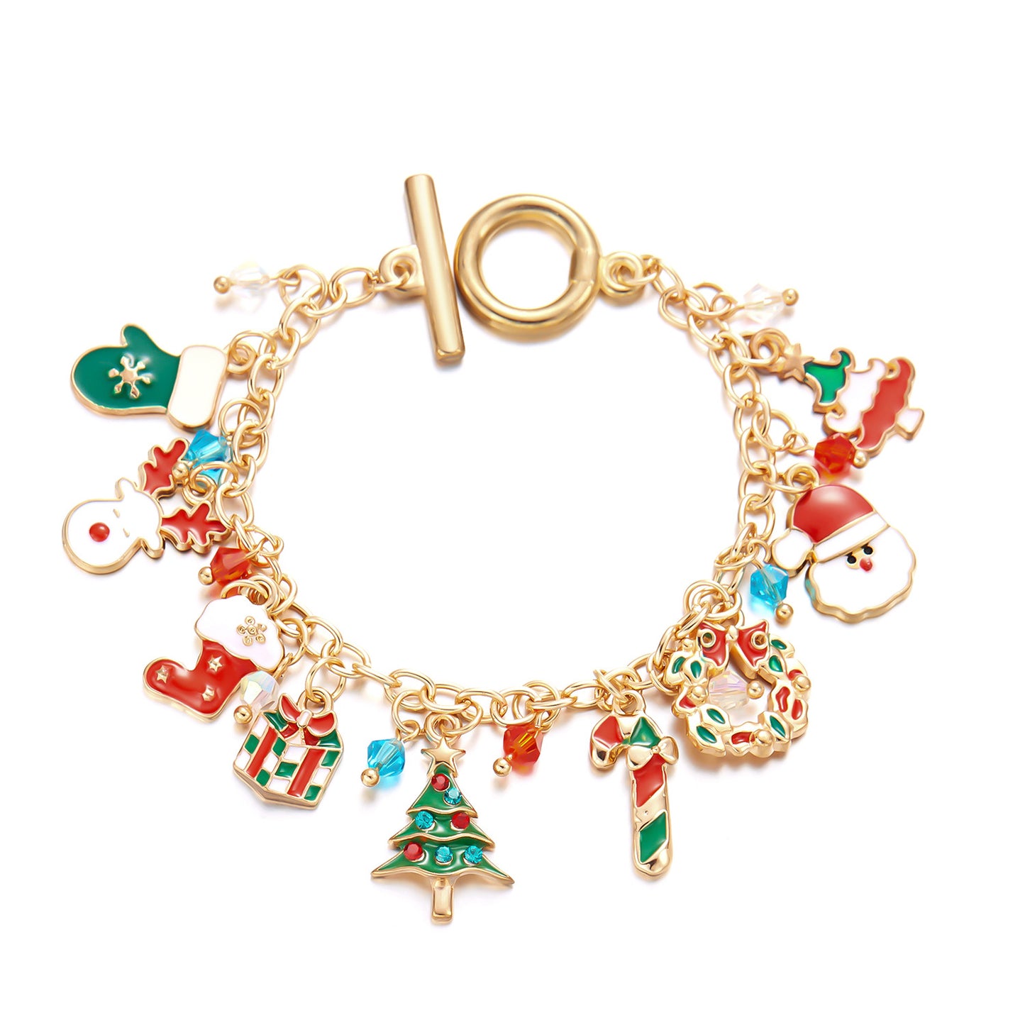 Holiday Ornaments Christmas Tree Santa Pendant Bracelet Women's Creative Versatile Jewelry