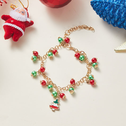 New Christmas set, necklace, earrings, bracelet, snowman colored bells, Christmas jewelry.