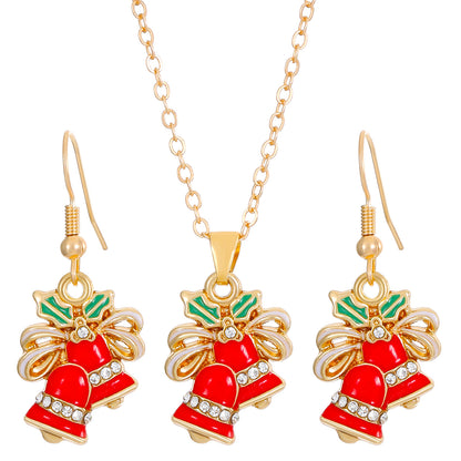 Christmas tree necklace Christmas ornaments Elk socks Santa snowman necklace earrings set