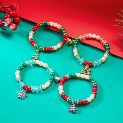 New Christmas couple bracelet fashionable versatile Christmas tree snowflake pendant magnetic bracelet wholesale