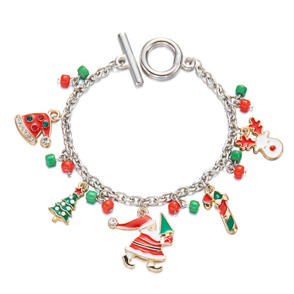 Holiday Ornaments Christmas Tree Santa Pendant Bracelet Women's Creative Versatile Jewelry