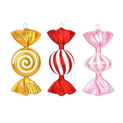 Christmas decoration dopamine candy pendant gold pink plastic painted candy Christmas tree arrangement pendant hanging