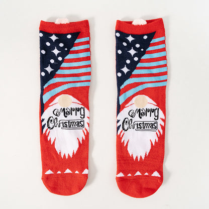 Christmas socks autumn and winter men's and women's tide socks cotton medium tube cartoon Japanese cute socks