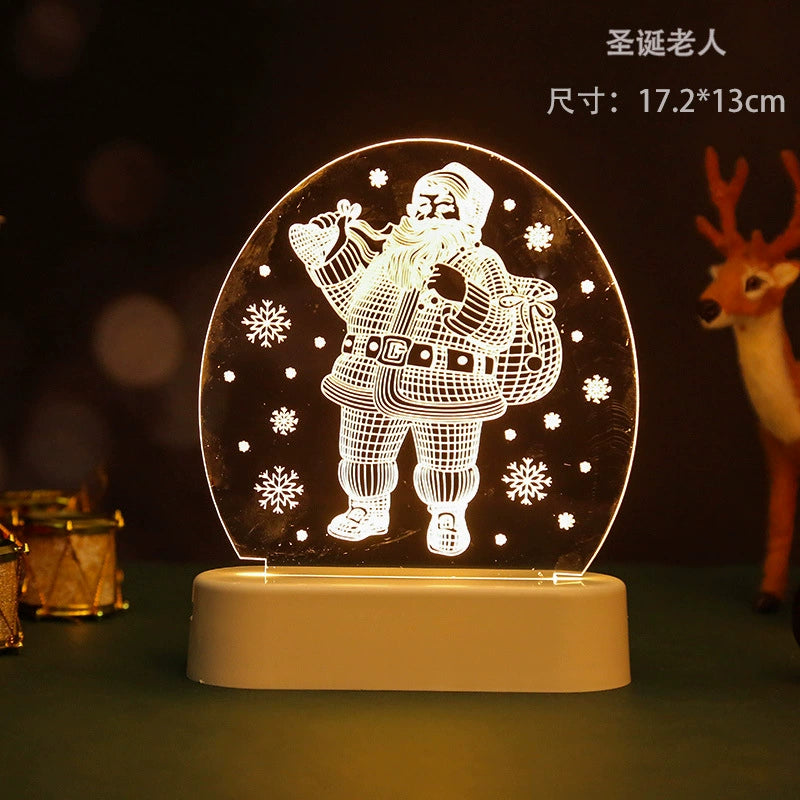 Christmas decoration scene arrangement LED light sign elderly bedroom bedside table lamp decoration creative 3D night light