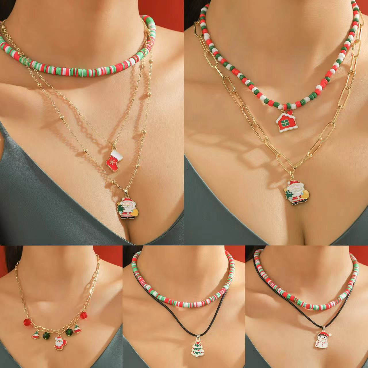 Christmas Day Necklace Multi-layer Christmas Necklace Christmas Necklace