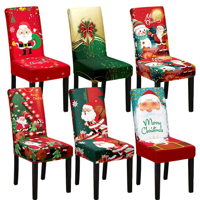 Digital printing Christmas chair cover all-inclusive European and American applicable high chair back dining chair cover atmosphere decorative elastic chair cover