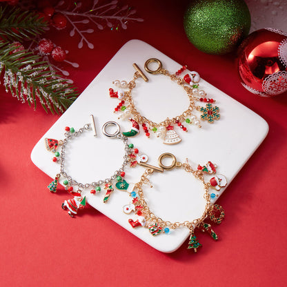 Holiday Ornaments Christmas Tree Santa Pendant Bracelet Women's Creative Versatile Jewelry