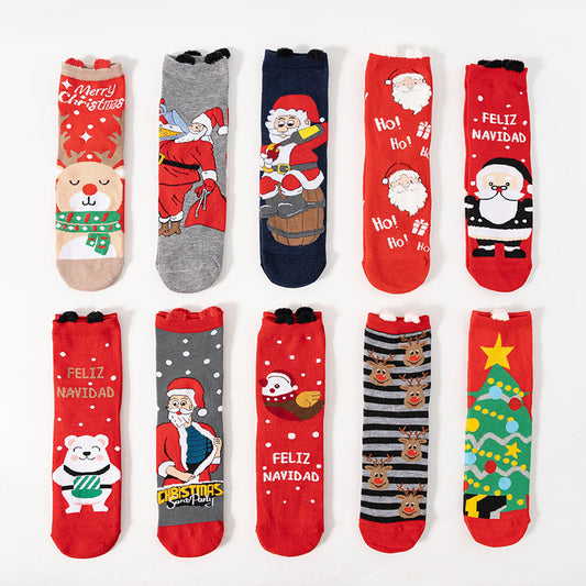 Christmas socks autumn and winter men's and women's tide socks cotton medium tube cartoon Japanese cute socks