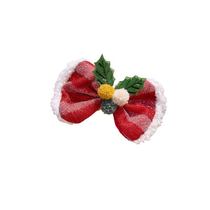 Red cute Christmas hat headband plush hairpin super cute bow hairpin new Korean Christmas headgear