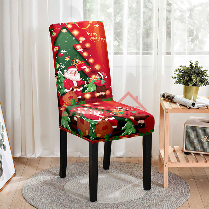 Digital printing Christmas chair cover all-inclusive European and American applicable high chair back dining chair cover atmosphere decorative elastic chair cover