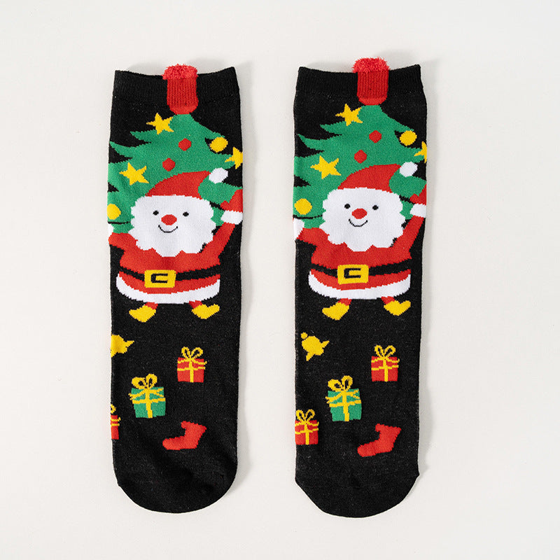 Christmas socks autumn and winter men's and women's tide socks cotton medium tube cartoon Japanese cute socks