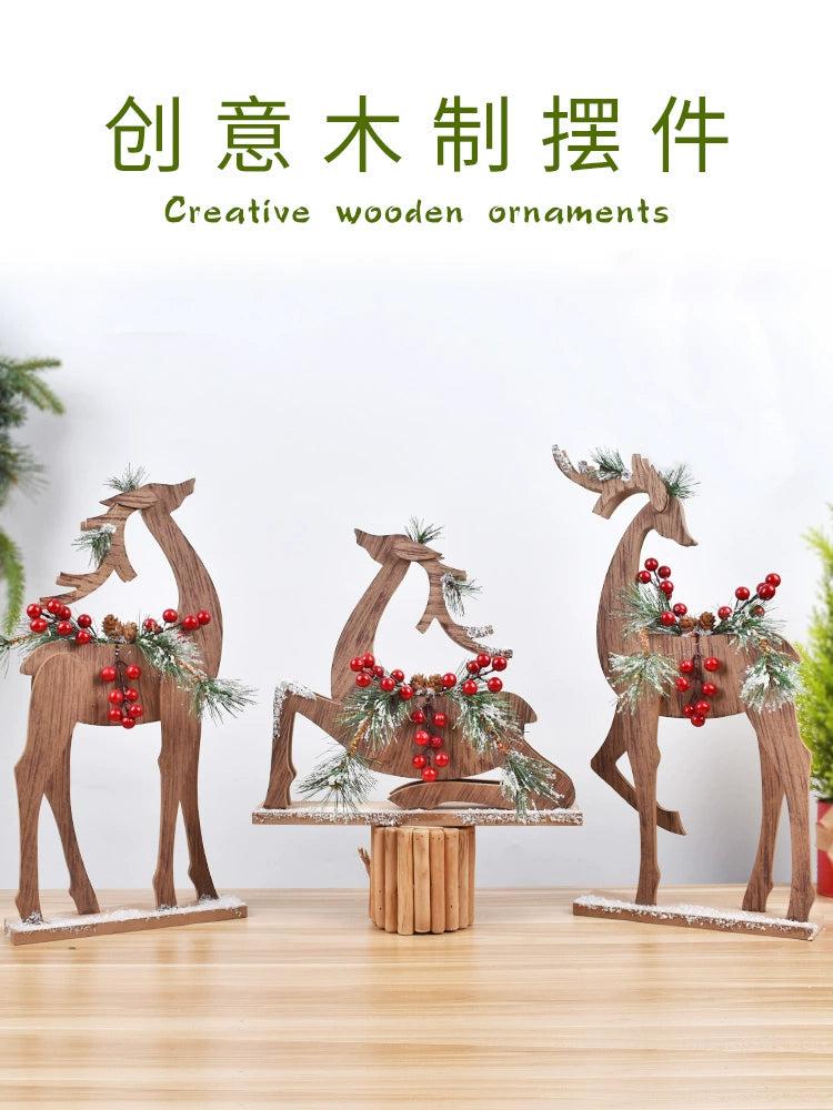 Christmas decoration wooden house mailbox mailbox mailbox wooden reclining deer ornament bar cafe shop entrance ornament