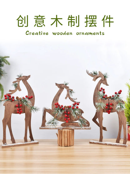 Christmas decoration wooden house mailbox mailbox mailbox wooden reclining deer ornament bar cafe shop entrance ornament