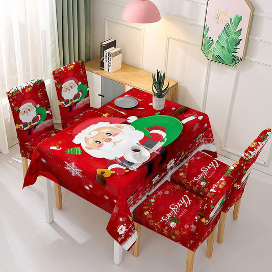 Christmas tablecloth chair cover decoration, elastic one-piece chair cover absorbent tablecloth