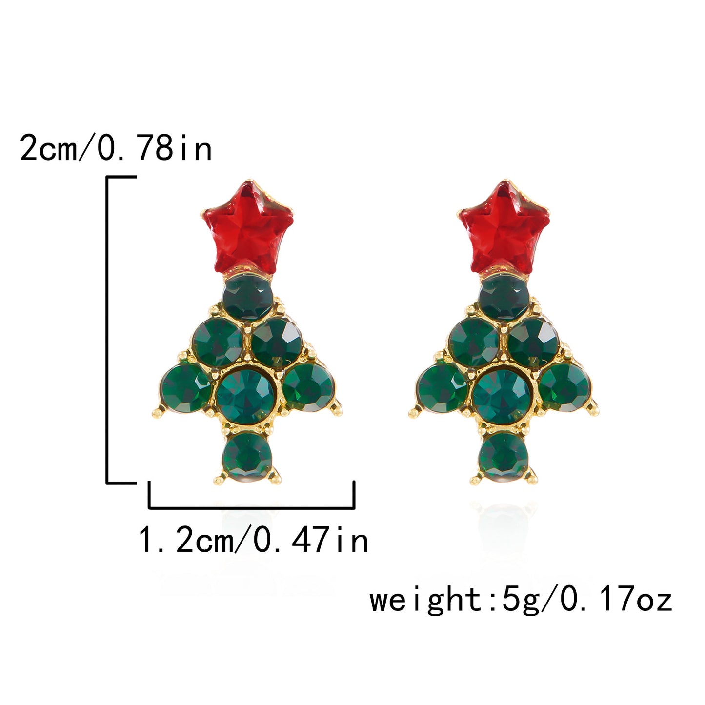 Diamond Christmas tree bow garland bell pendant earrings personalized asymmetrical Christmas earrings