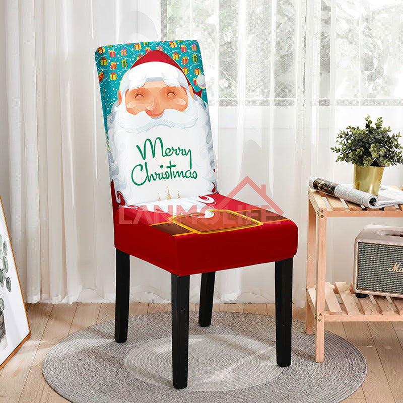 Digital printing Christmas chair cover all-inclusive European and American applicable high chair back dining chair cover atmosphere decorative elastic chair cover