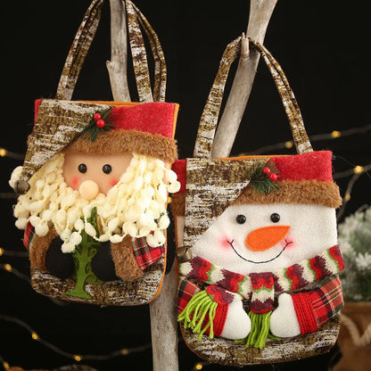 Christmas decorations imitation bark gift bag creative three-dimensional old man snowman deer gift bag